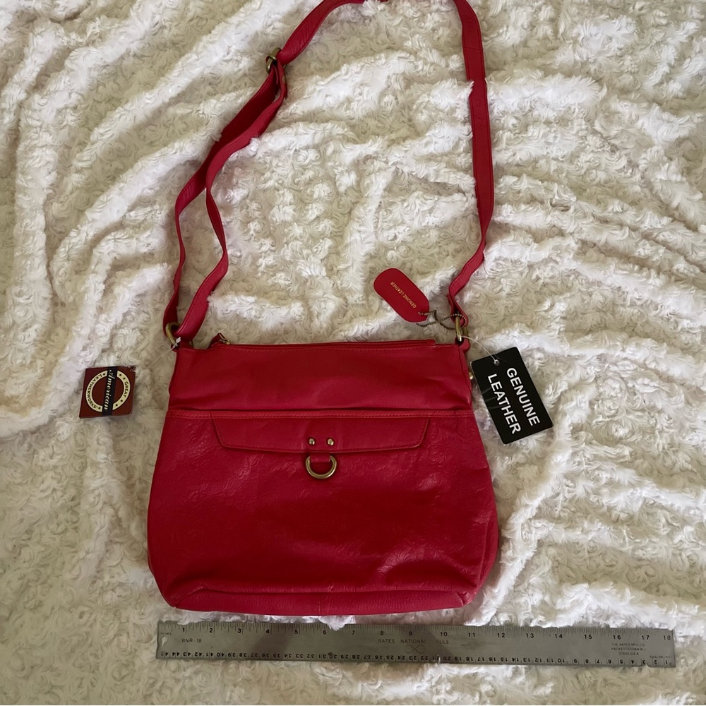Great American Leather Works red crossbody purse